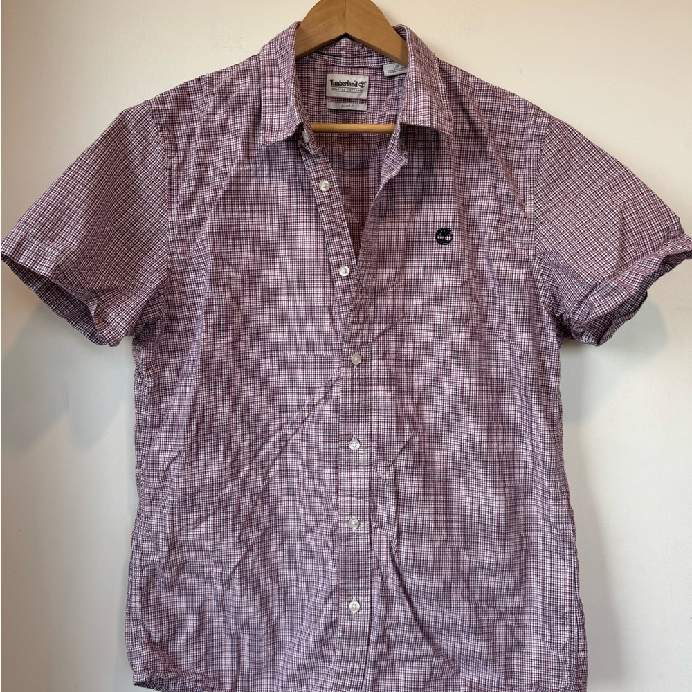 Timberland Men’s Short-Sleeve Button-Down Shirt - Pink Plaid